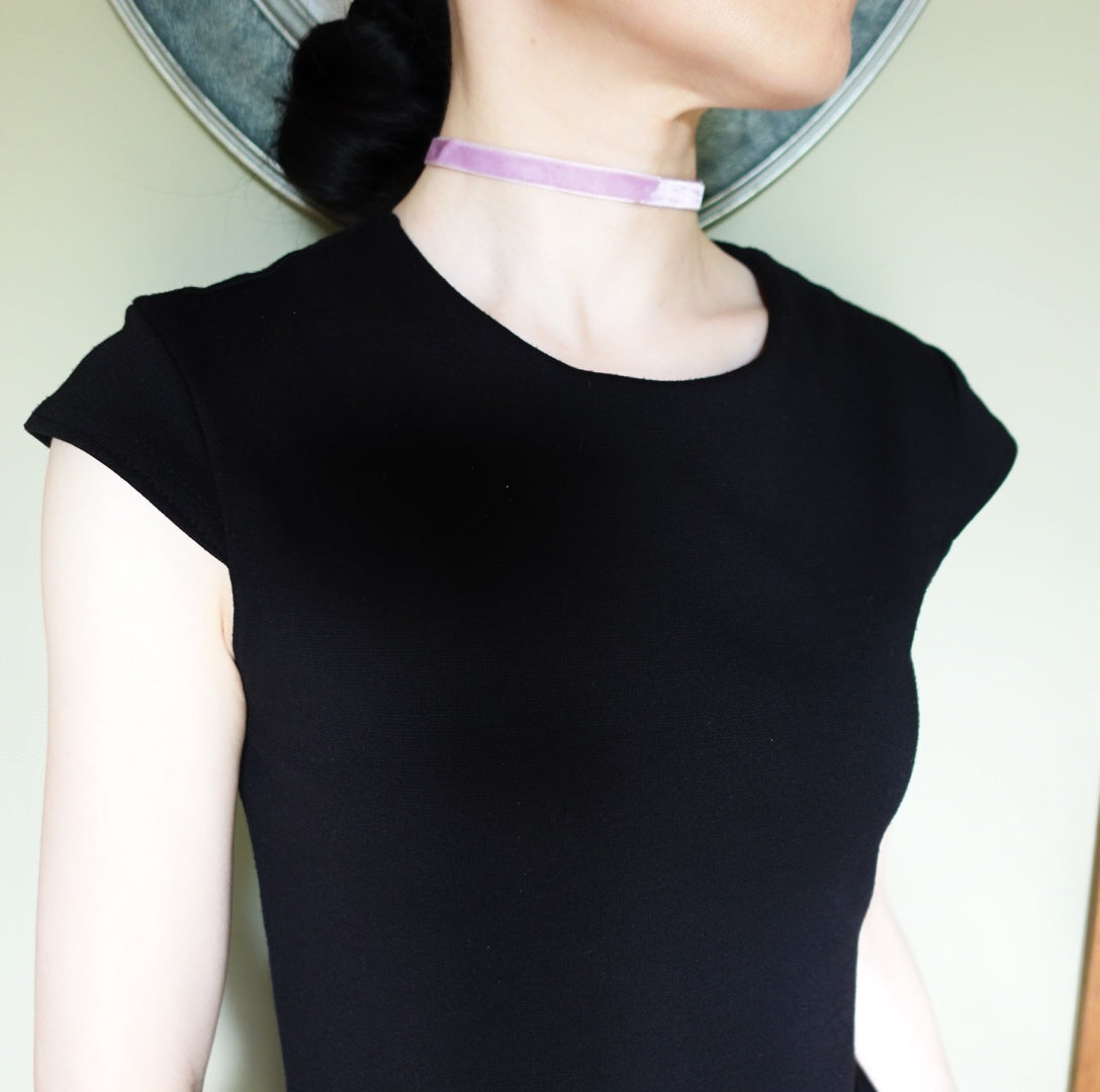 Yun Boutique Lavender Velvet Choker Necklace Silver with Adjustable Sterling Silver Chain