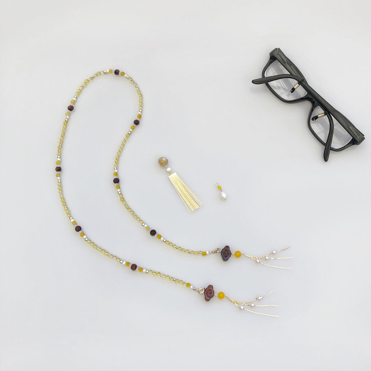 Multi-style Yellow Crystal Lariat Necklace Set