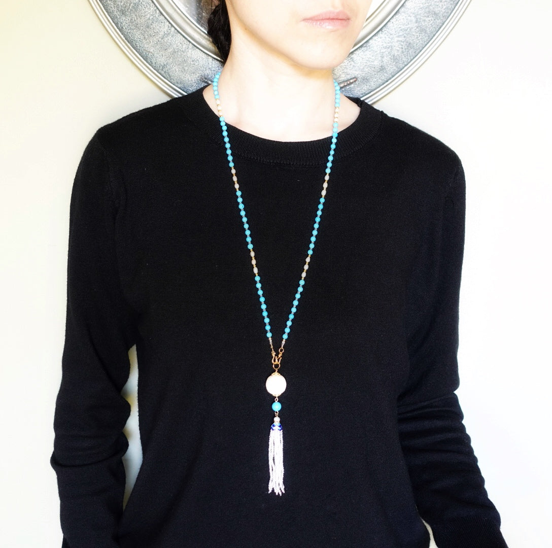 Return to Origin 4mm Turquoise Howlite Necklace Set - Yun Boutique