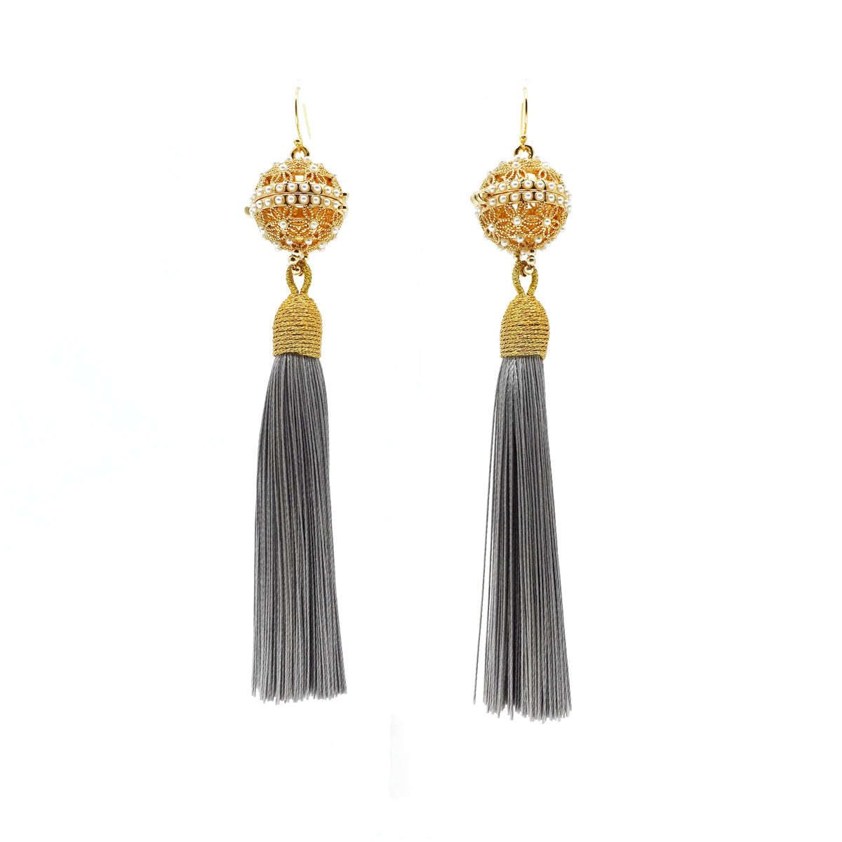 Herbal Locket Silk Tassel Earrings - Siver - Yun Boutique