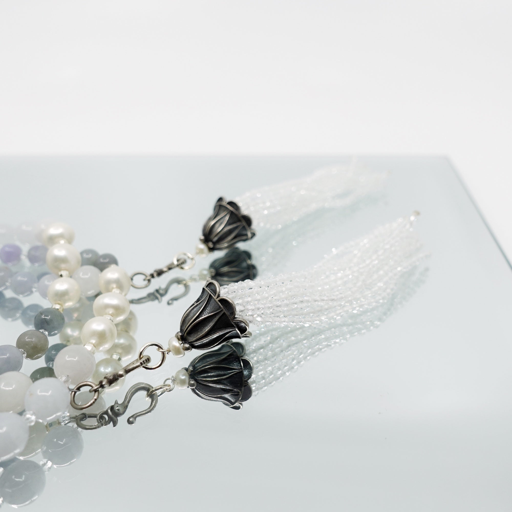 Return to Origin Pale Purple Jadeite Beaded Necklace Silver - Yun Boutique