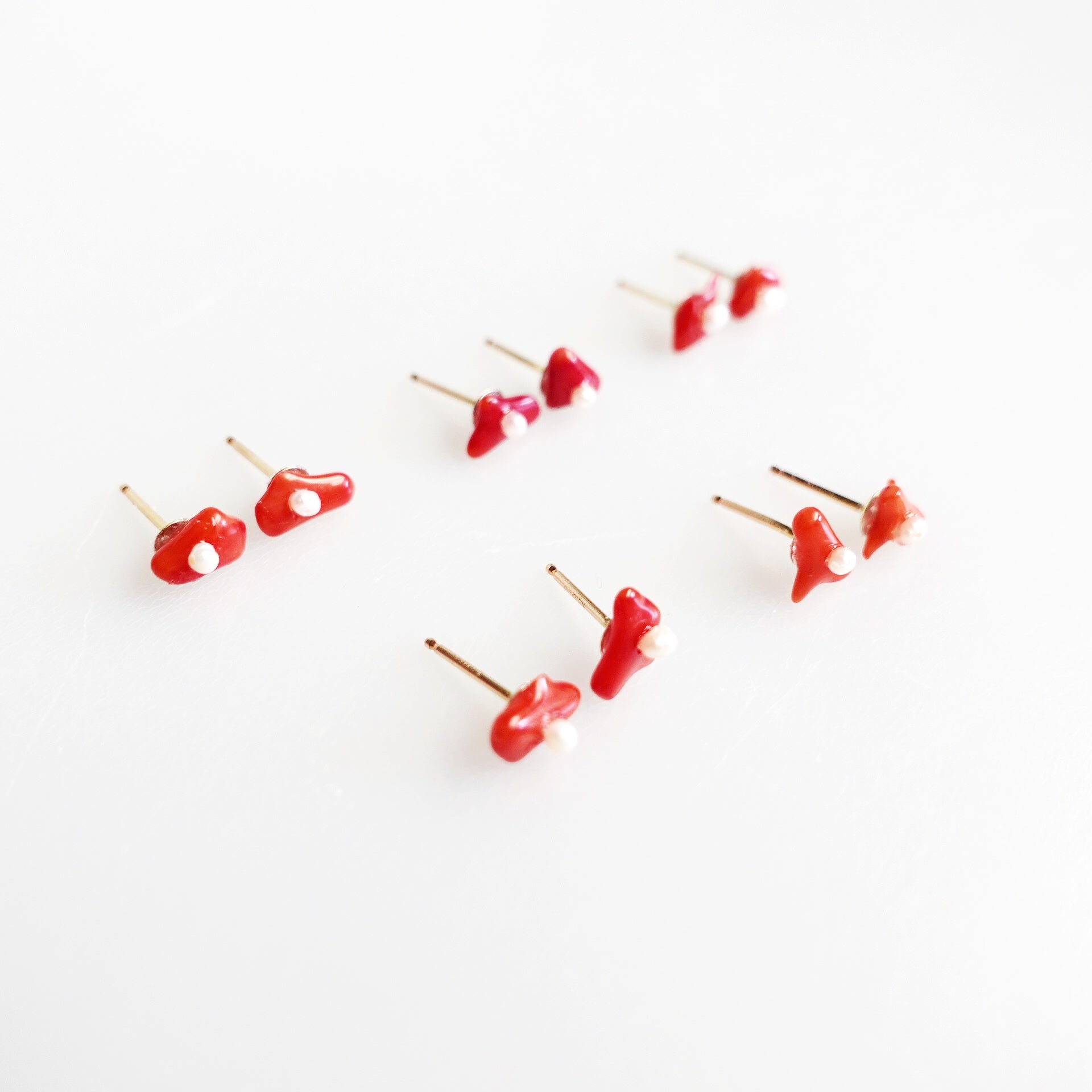 Natural Red Coral Studs - Yun Boutique