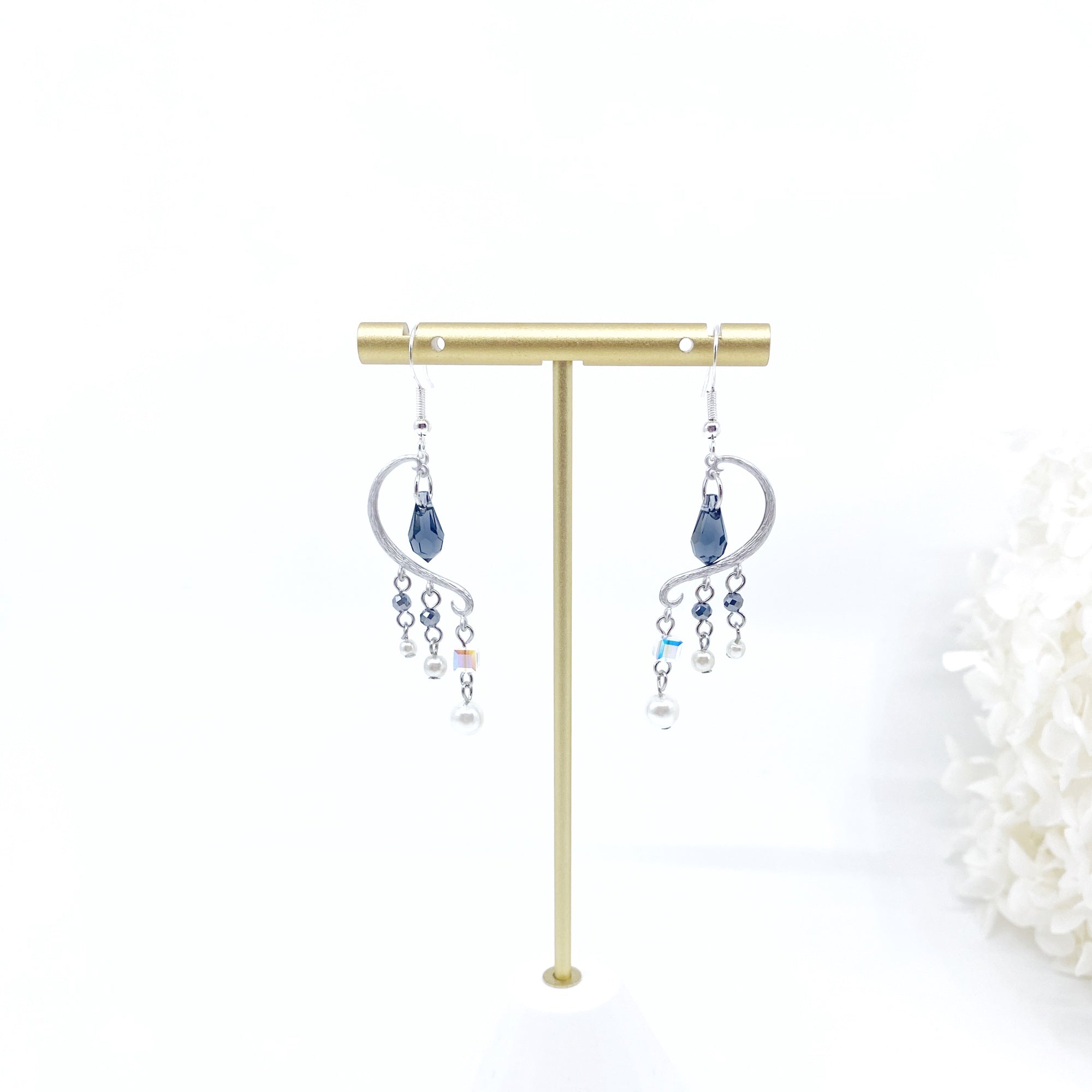 Heavenly Elegance Tassel Earrings - Silver Smoky Blue - Yun Boutique