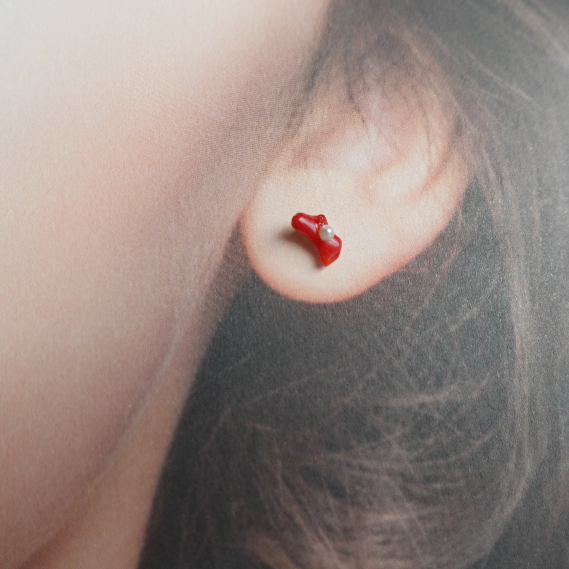 Natural Red Coral Studs - Yun Boutique