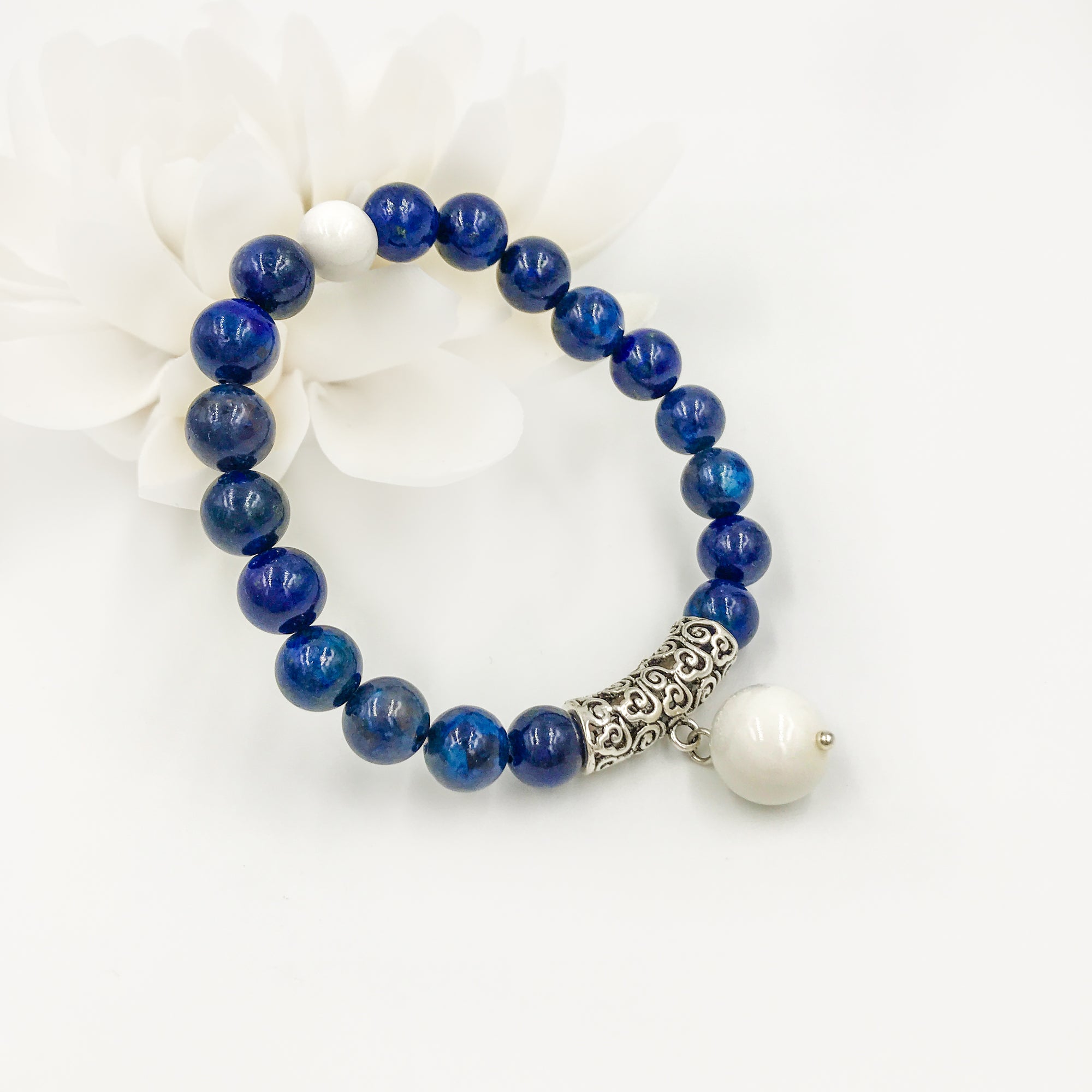 Beaded Auspicious Lapis Bracelet 10mm - Yun Boutique