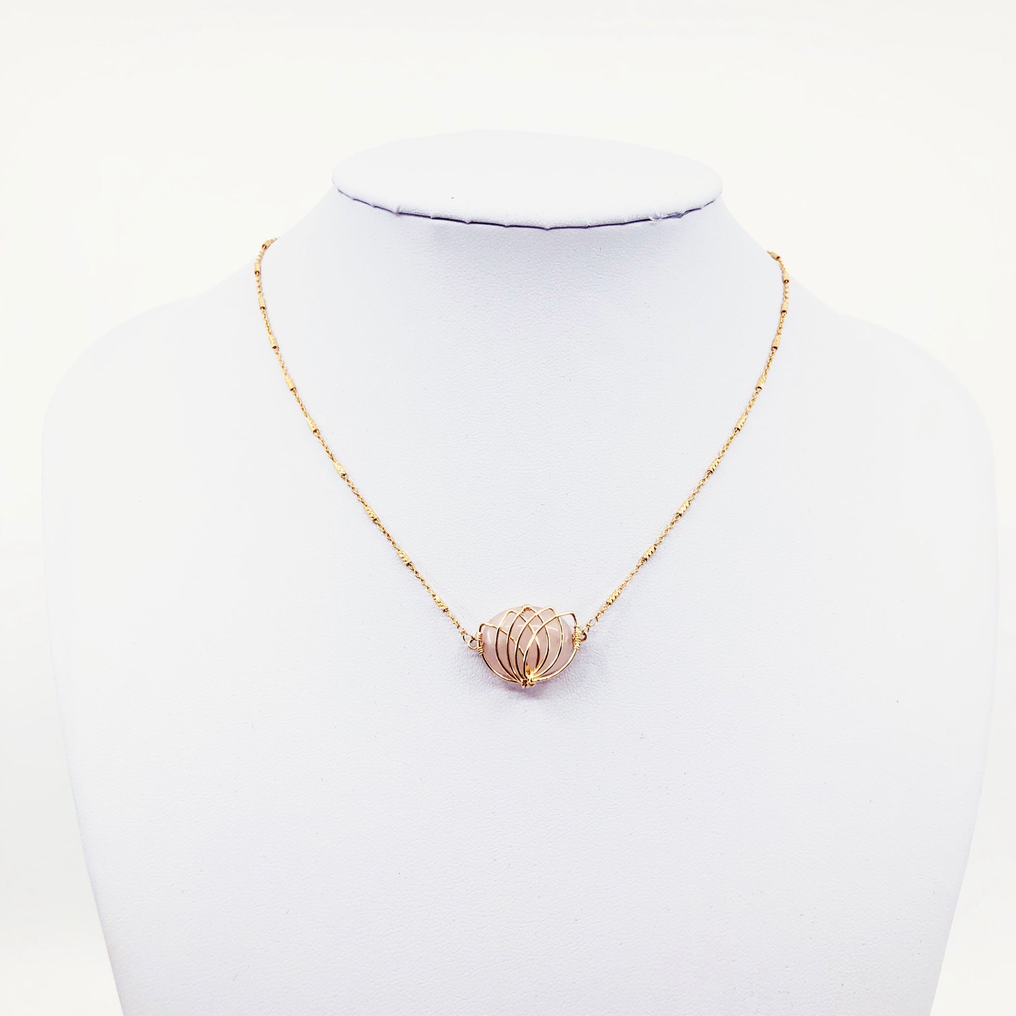 Serene Lotus Rose Quartz Necklace