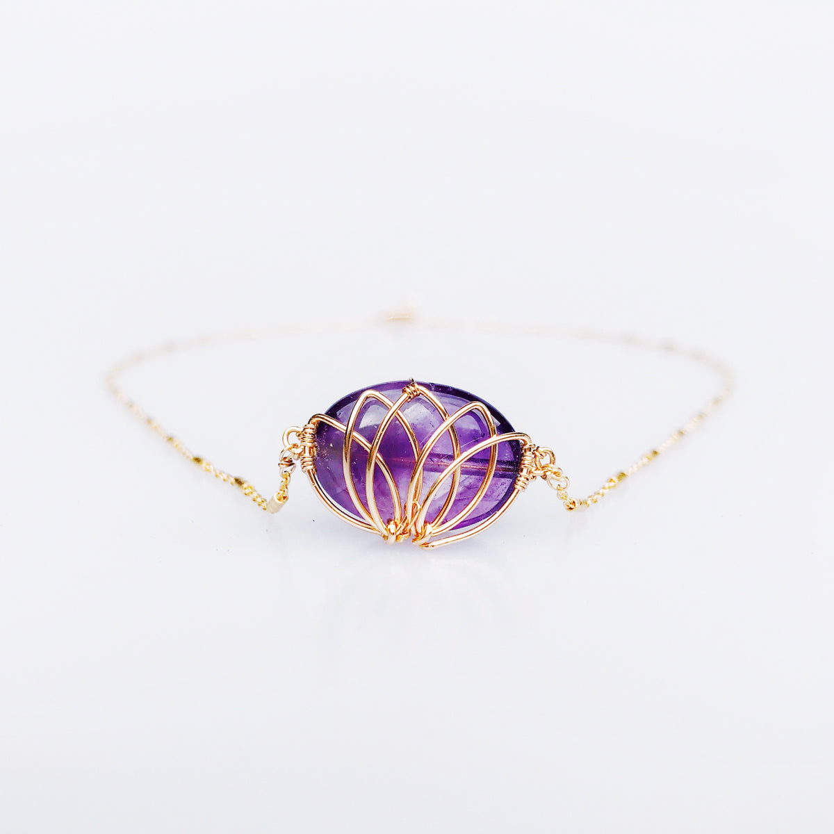 Serene Lotus Necklace in Amethyst