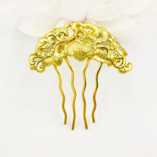 Tree Peony Hair Comb Gold - Yun Boutique