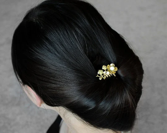 Tree Peony Hair Comb Gold - Yun Boutique