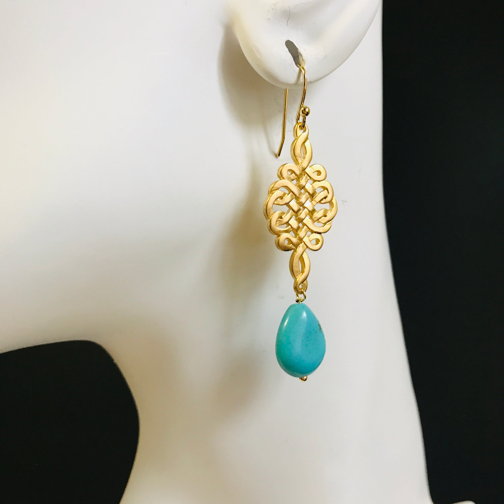 Chinese Knot Turquoise Earrings - Yun Boutique