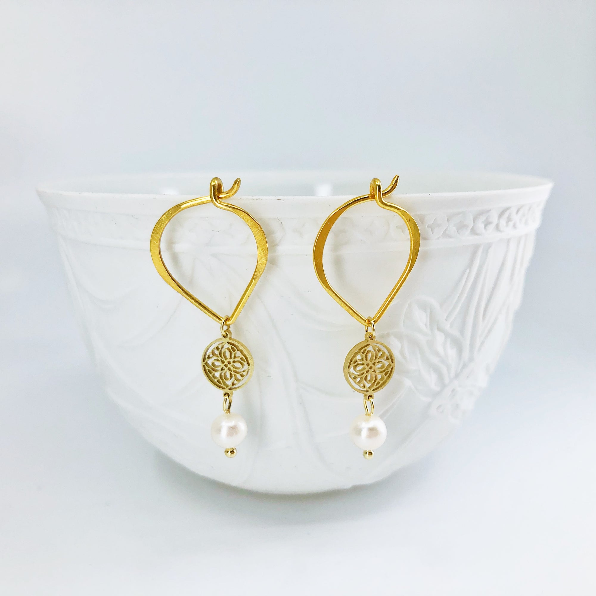 Auspicious Origin Lotus Hook Earrings