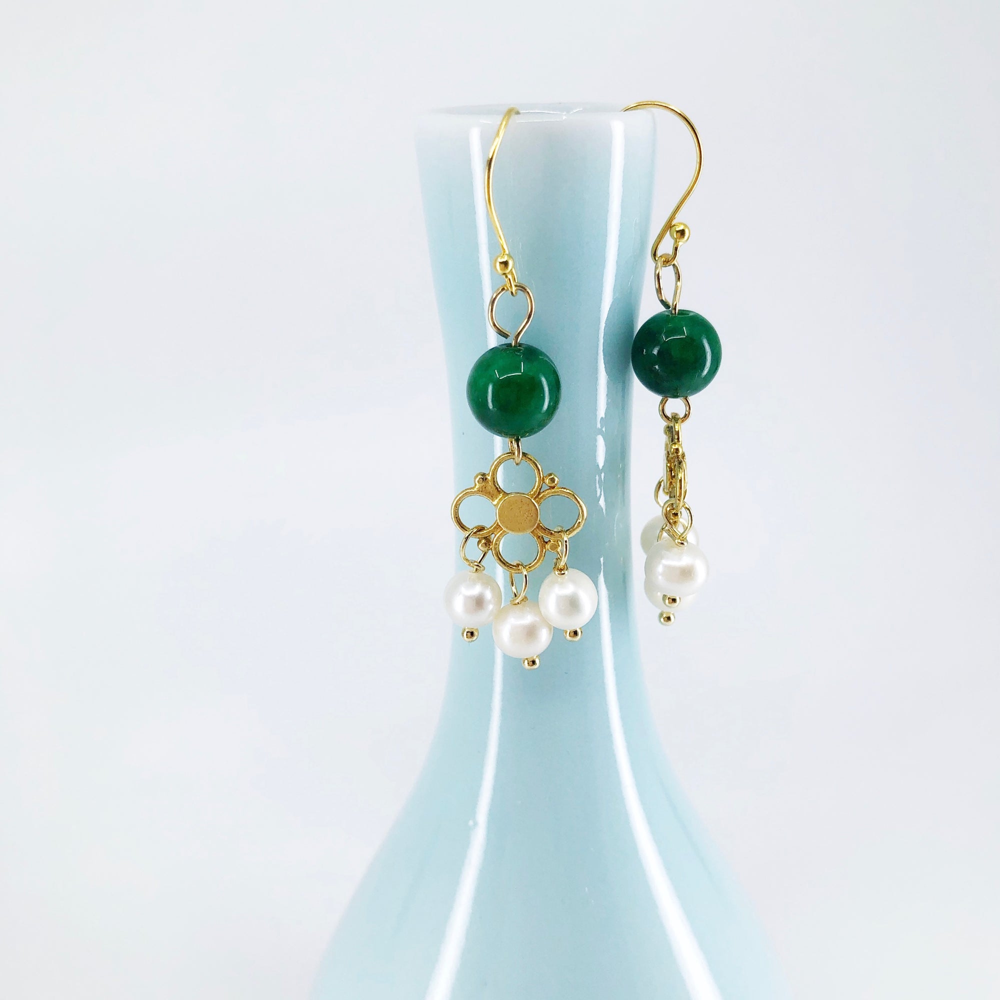 Jade and Pearl Earrings