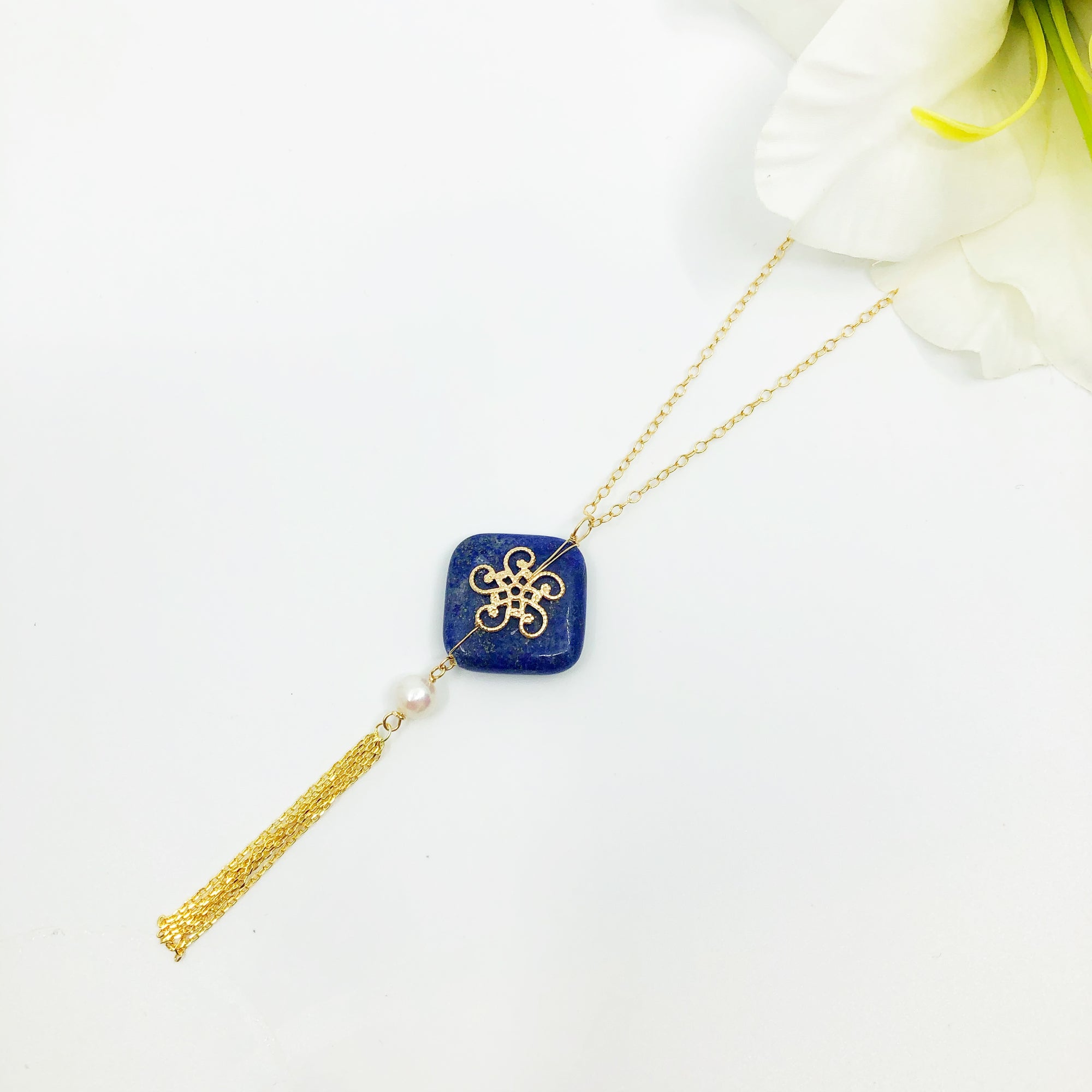 Auspicious Flower Tassel Necklace