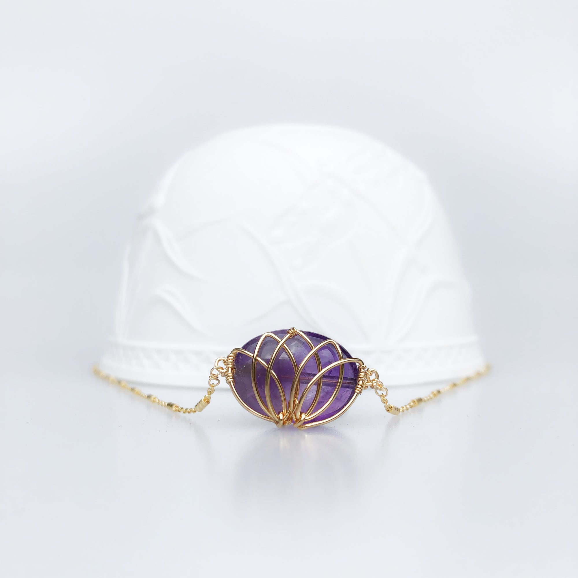 Serene Lotus Necklace in Amethyst